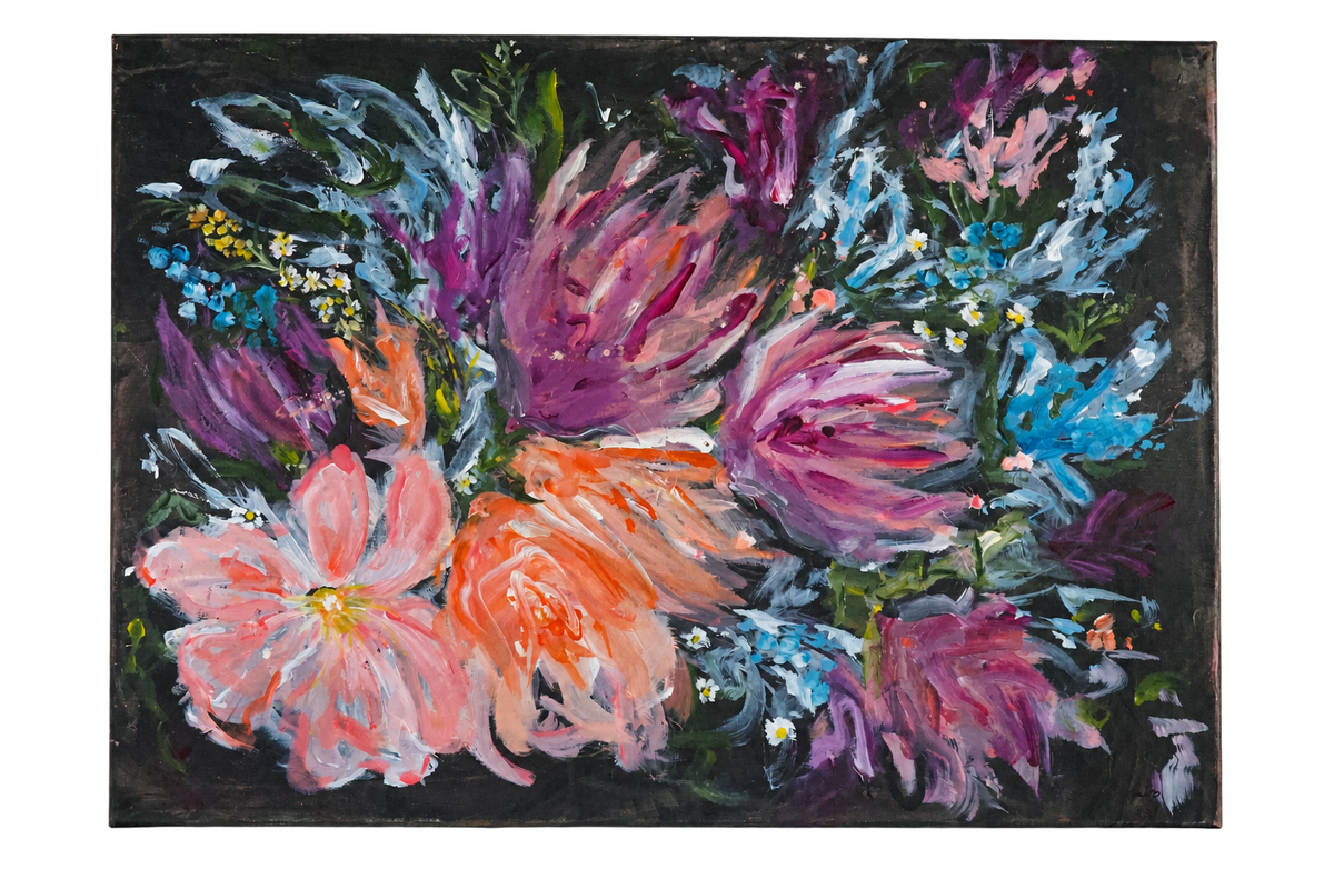 Anime in fiore, quadro isolato su sfondo trasparente dalla fotografia originale.